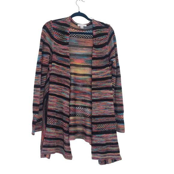 John Paul Richard Womens Multicolor Knit Open Cardigan Boho Fairy Artsy Festival - Picture 1 of 8